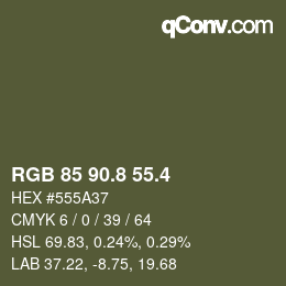 カラーコード: RGB 85 90.8 55.4 | qconv.com