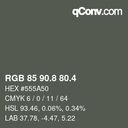 カラーコード: RGB 85 90.8 80.4 | qconv.com