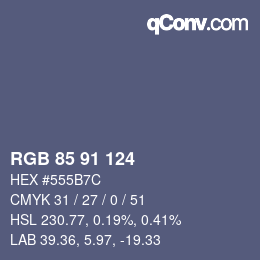 Código de color: RGB 85 91 124 | qconv.com