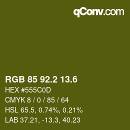 カラーコード: RGB 85 92.2 13.6 | qconv.com