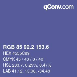 カラーコード: RGB 85 92.2 153.6 | qconv.com