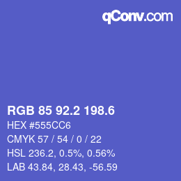 カラーコード: RGB 85 92.2 198.6 | qconv.com