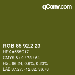カラーコード: RGB 85 92.2 23 | qconv.com