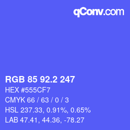 カラーコード: RGB 85 92.2 247 | qconv.com