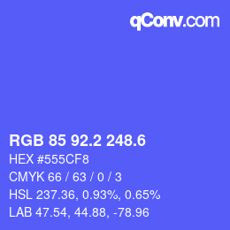 カラーコード: RGB 85 92.2 248.6 | qconv.com