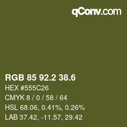 カラーコード: RGB 85 92.2 38.6 | qconv.com