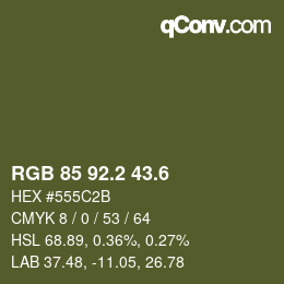 カラーコード: RGB 85 92.2 43.6 | qconv.com
