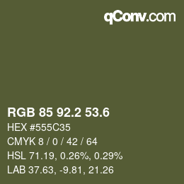 カラーコード: RGB 85 92.2 53.6 | qconv.com