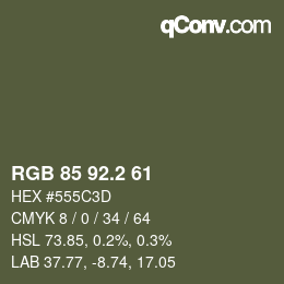 カラーコード: RGB 85 92.2 61 | qconv.com