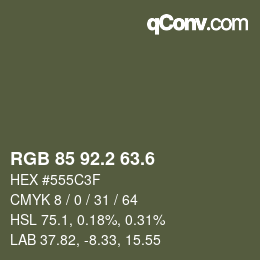カラーコード: RGB 85 92.2 63.6 | qconv.com