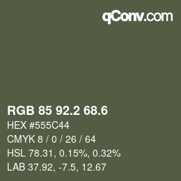 カラーコード: RGB 85 92.2 68.6 | qconv.com