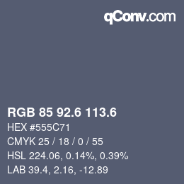 カラーコード: RGB 85 92.6 113.6 | qconv.com