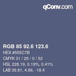 カラーコード: RGB 85 92.6 123.6 | qconv.com