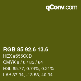 カラーコード: RGB 85 92.6 13.6 | qconv.com