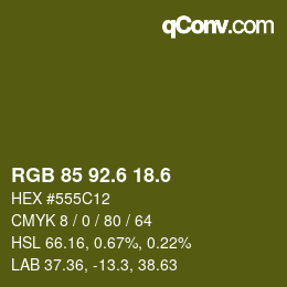 カラーコード: RGB 85 92.6 18.6 | qconv.com