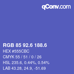 カラーコード: RGB 85 92.6 188.6 | qconv.com