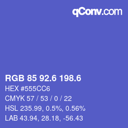 カラーコード: RGB 85 92.6 198.6 | qconv.com