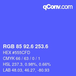 カラーコード: RGB 85 92.6 253.6 | qconv.com