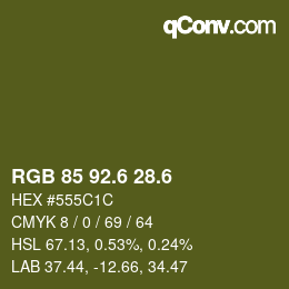 カラーコード: RGB 85 92.6 28.6 | qconv.com