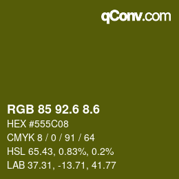 カラーコード: RGB 85 92.6 8.6 | qconv.com