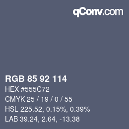 颜色代码: RGB 85 92 114 | qconv.com