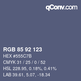颜色代码: RGB 85 92 123 | qconv.com