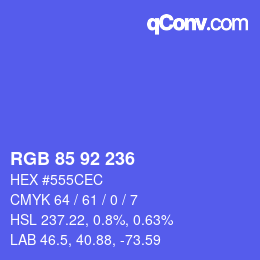カラーコード: RGB 85 92 236 | qconv.com