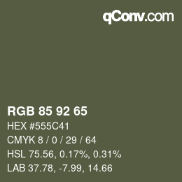 Color code: RGB 85 92 65 | qconv.com