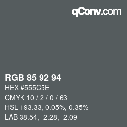 颜色代码: RGB 85 92 94 | qconv.com