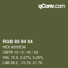 Color code: RGB 85 94 54 | qconv.com