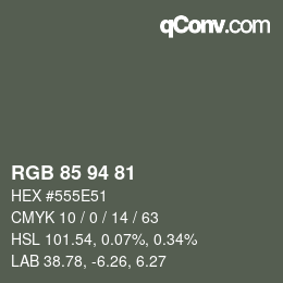 颜色代码: RGB 85 94 81 | qconv.com