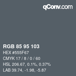 Color code: RGB 85 95 103 | qconv.com