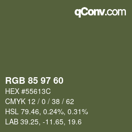 Color code: RGB 85 97 60 | qconv.com