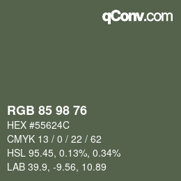 カラーコード: RGB 85 98 76 | qconv.com
