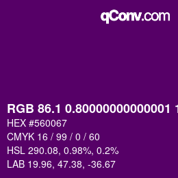カラーコード: RGB 86.1 0.80000000000001 103 | qconv.com