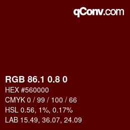 Color code: RGB 86.1 0.8 0 | qconv.com