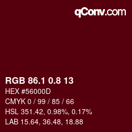 カラーコード: RGB 86.1 0.8 13 | qconv.com