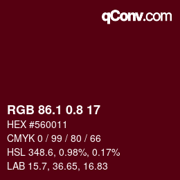 カラーコード: RGB 86.1 0.8 17 | qconv.com