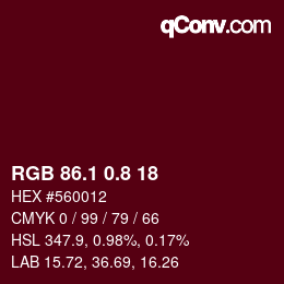 カラーコード: RGB 86.1 0.8 18 | qconv.com