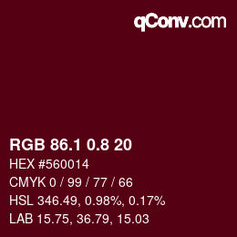 カラーコード: RGB 86.1 0.8 20 | qconv.com