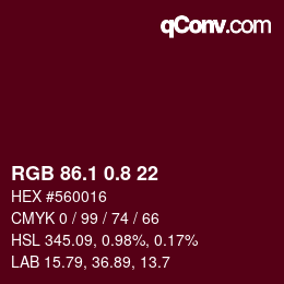 カラーコード: RGB 86.1 0.8 22 | qconv.com