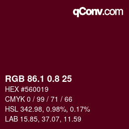 カラーコード: RGB 86.1 0.8 25 | qconv.com