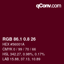 カラーコード: RGB 86.1 0.8 26 | qconv.com