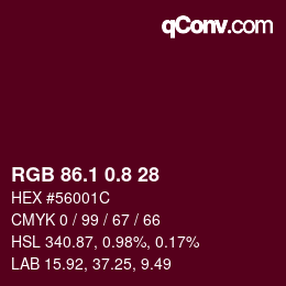 カラーコード: RGB 86.1 0.8 28 | qconv.com