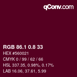 カラーコード: RGB 86.1 0.8 33 | qconv.com