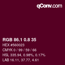 カラーコード: RGB 86.1 0.8 35 | qconv.com