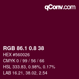 カラーコード: RGB 86.1 0.8 38 | qconv.com