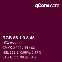 カラーコード: RGB 86.1 0.8 48 | qconv.com