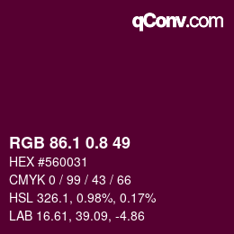 カラーコード: RGB 86.1 0.8 49 | qconv.com