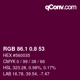 カラーコード: RGB 86.1 0.8 53 | qconv.com